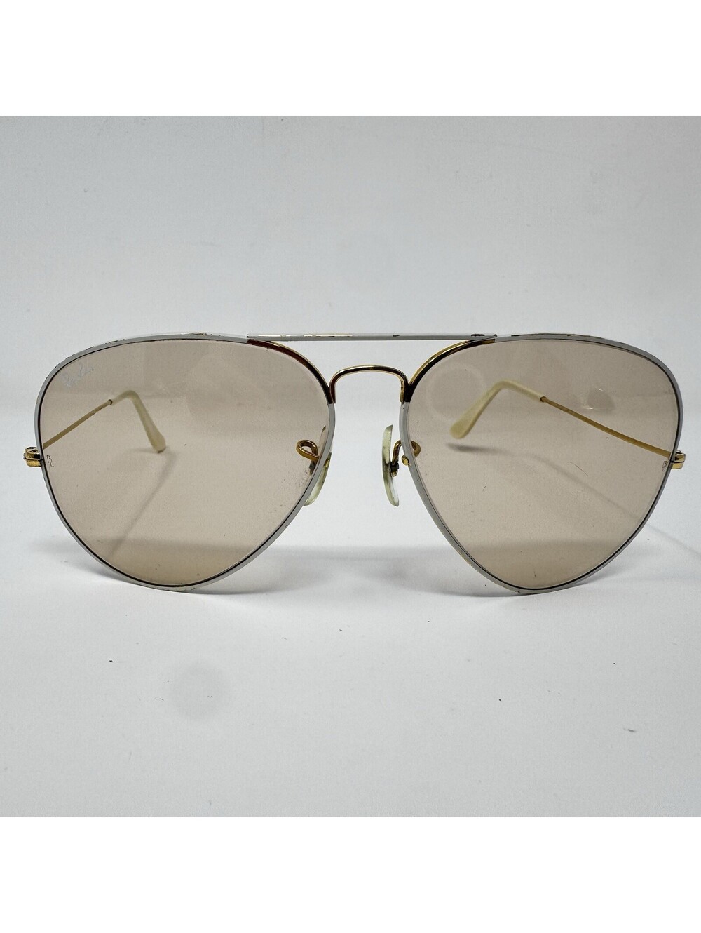 Vintage Ray-Ban Aviator White Gold Sunglasses 60-15